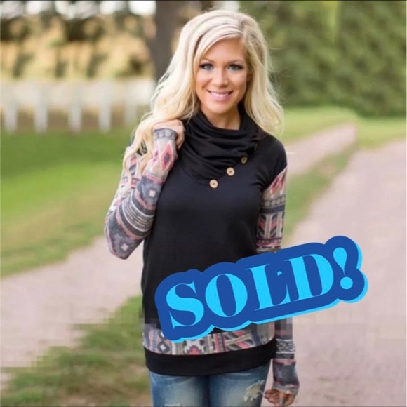 Boutique Tops - Colorblock Buttoned Cowl Neck Tunic! NEW!